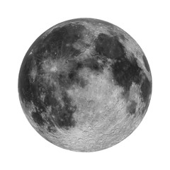 3d render of full moon isolated on white background