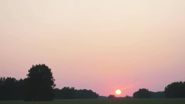 Moving sunset field in slow motion. 1920x1080