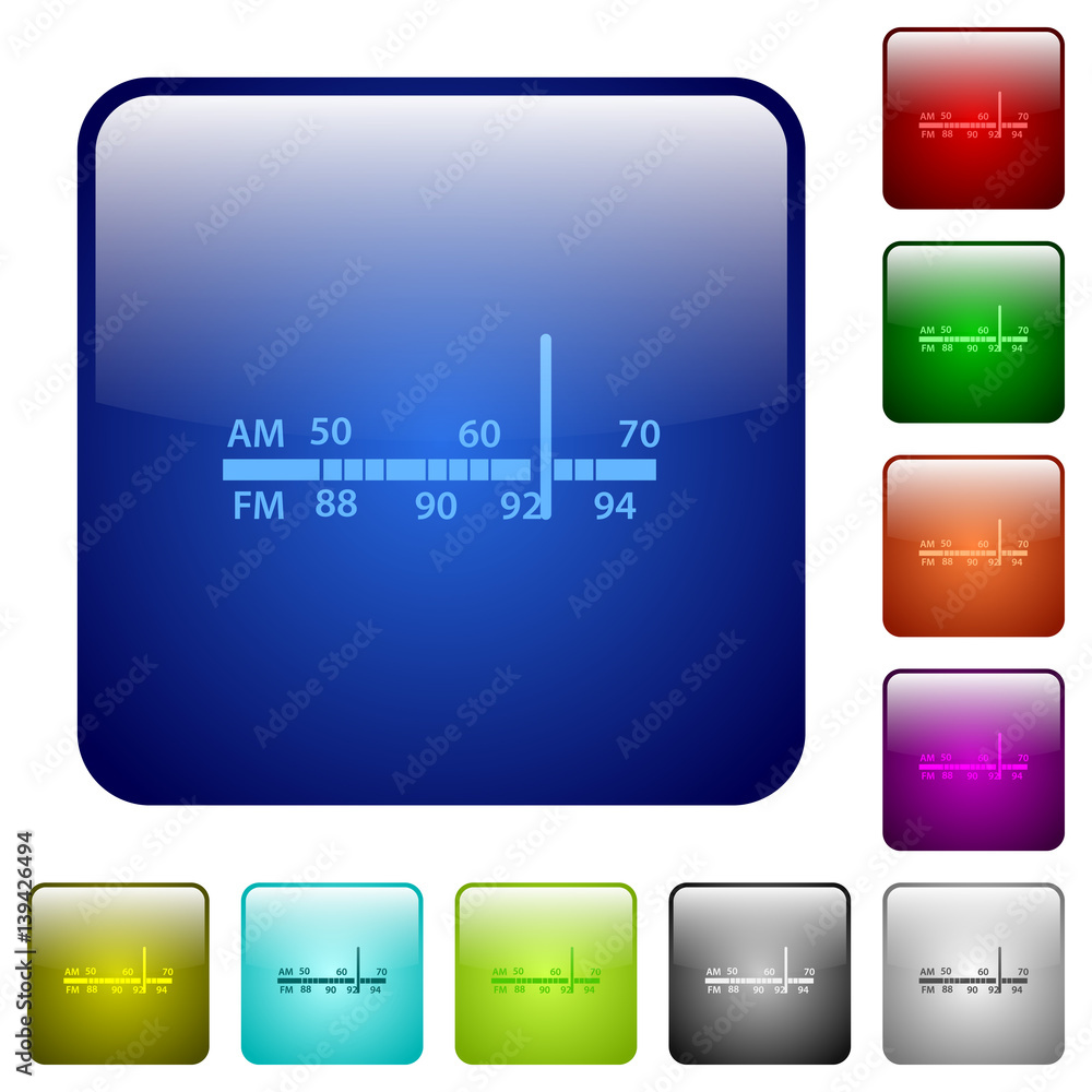 Poster radio tuner color square buttons