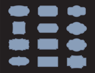 Grey vintage frames. Set isolated elements.