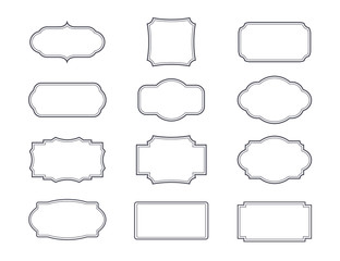 Grey vintage frames. Set isolated elements.