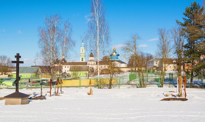 Temples and church of the Monastery of Optina in the Kaluga region