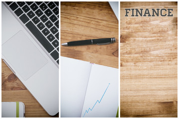finance, pc on wooden desk