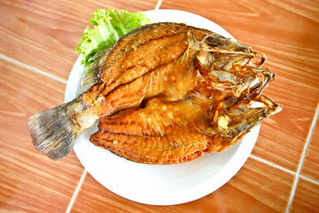 Deep Fried fish, Famouse Thai seafood menu
