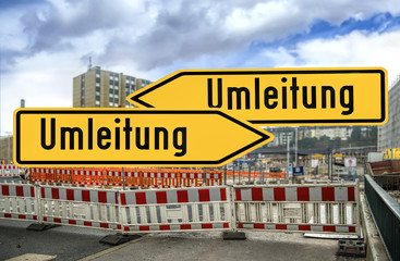 Baustelle, Strassensperrung, Umleitung