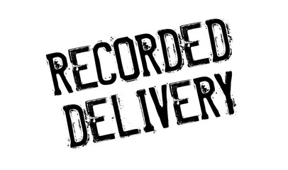 Recorded Delivery rubber stamp. Grunge design with dust scratches. Effects can be easily removed for a clean, crisp look. Color is easily changed.