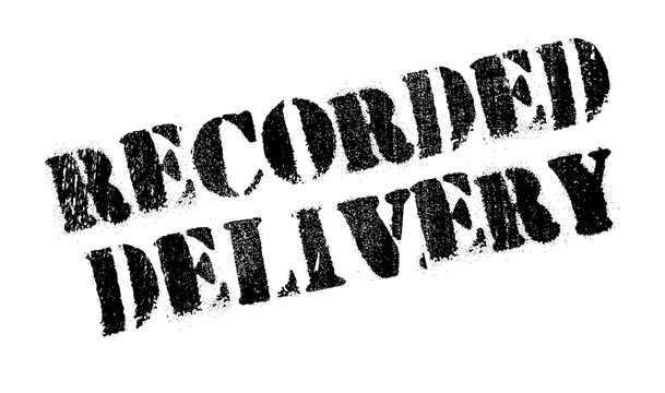 Recorded Delivery rubber stamp. Grunge design with dust scratches. Effects can be easily removed for a clean, crisp look. Color is easily changed.