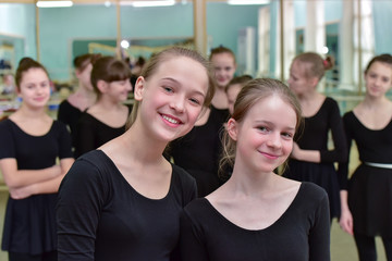 Smile and youth/Adolescent girls in the section in ballroom dancing