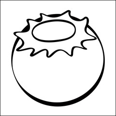 Blueberry outline black white vector sign icon. Monochrome hand drawn vegetable symbol.