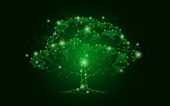 consisting of points, lines, and shapes in the form of tree