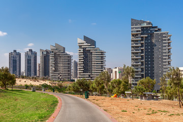 Fototapeta na wymiar Modern buildings in Ashdod, Israel.