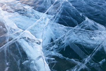 Obraz premium The structure of the ice of Lake Baikal. Natural background