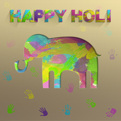 Happy Holi elephant paper cut