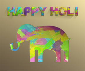 Happy Holi elephant paper cut