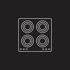electric hot plate line icon, outline vector sign, linear pictogram isolated on black. logo illustration