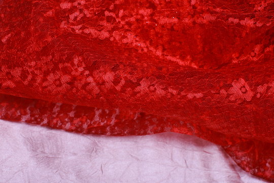Bright, beautiful, elegant red lace texture