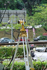 A survey equipment used by land surveyor at construction site to determine and levels and positions.