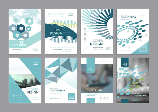 Set of modern business paper design templates. Vector illustrations of brochure covers, annual reports, flyer design layouts, business presentations, ads and magazine, business stationary collection.