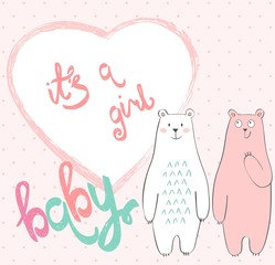 Cute hand drawn frame with cartoon teddy