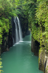 Fototapeta na wymiar Beautiful landscape of takachiho gorge and waterfall in Miyazaki, Kyushu, Japan