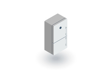 Refrigerator isometric flat icon. 3d vector colorful illustration. Pictogram isolated on white background
