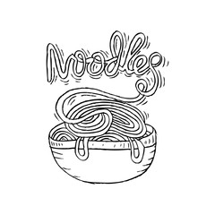 Hand drawn doodle Noodle background 