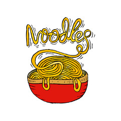 Hand drawn doodle Noodle background 