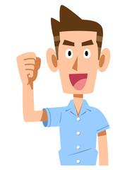 意欲的　ポジティブ　開襟シャツ　半袖　男性　夏　暑い　クールビズ