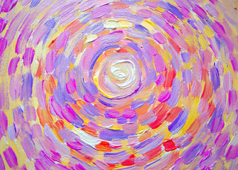 Abstract painting of sun, beautiful colorful light on canvas. Modern Impressionism. Illustration of bright shining sun. Stroke painting sun
