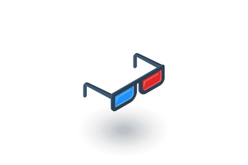 3D glasses for movie isometric flat icon. 3d vector colorful illustration. Pictogram isolated on white background