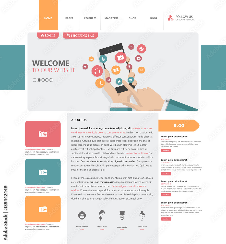 Poster corporate website template in vector format.