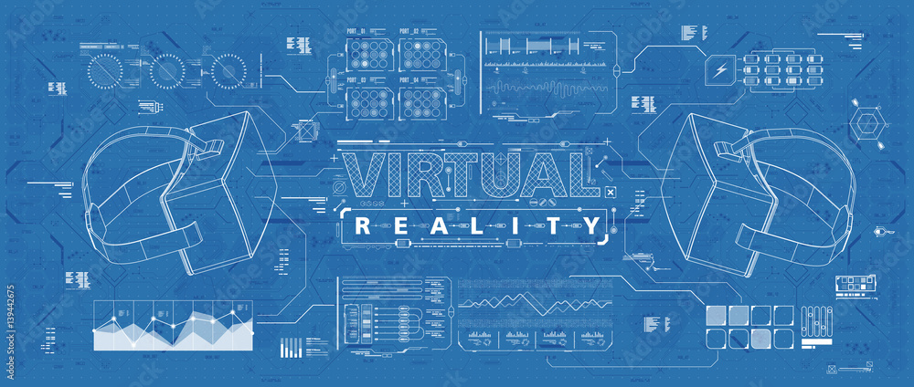 Poster hud ui for virtual reality glasses. futuristic user interface for app and web. head-up display infog