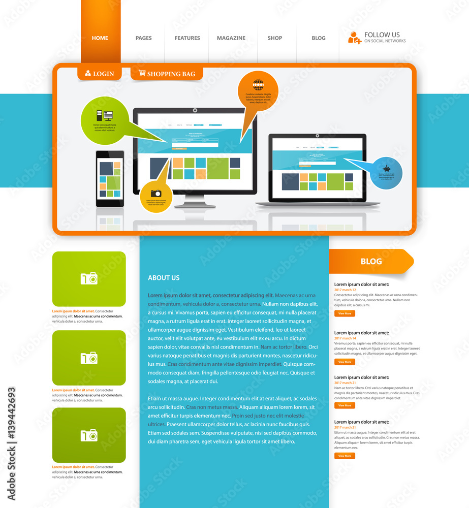 Poster corporate website template in vector format.