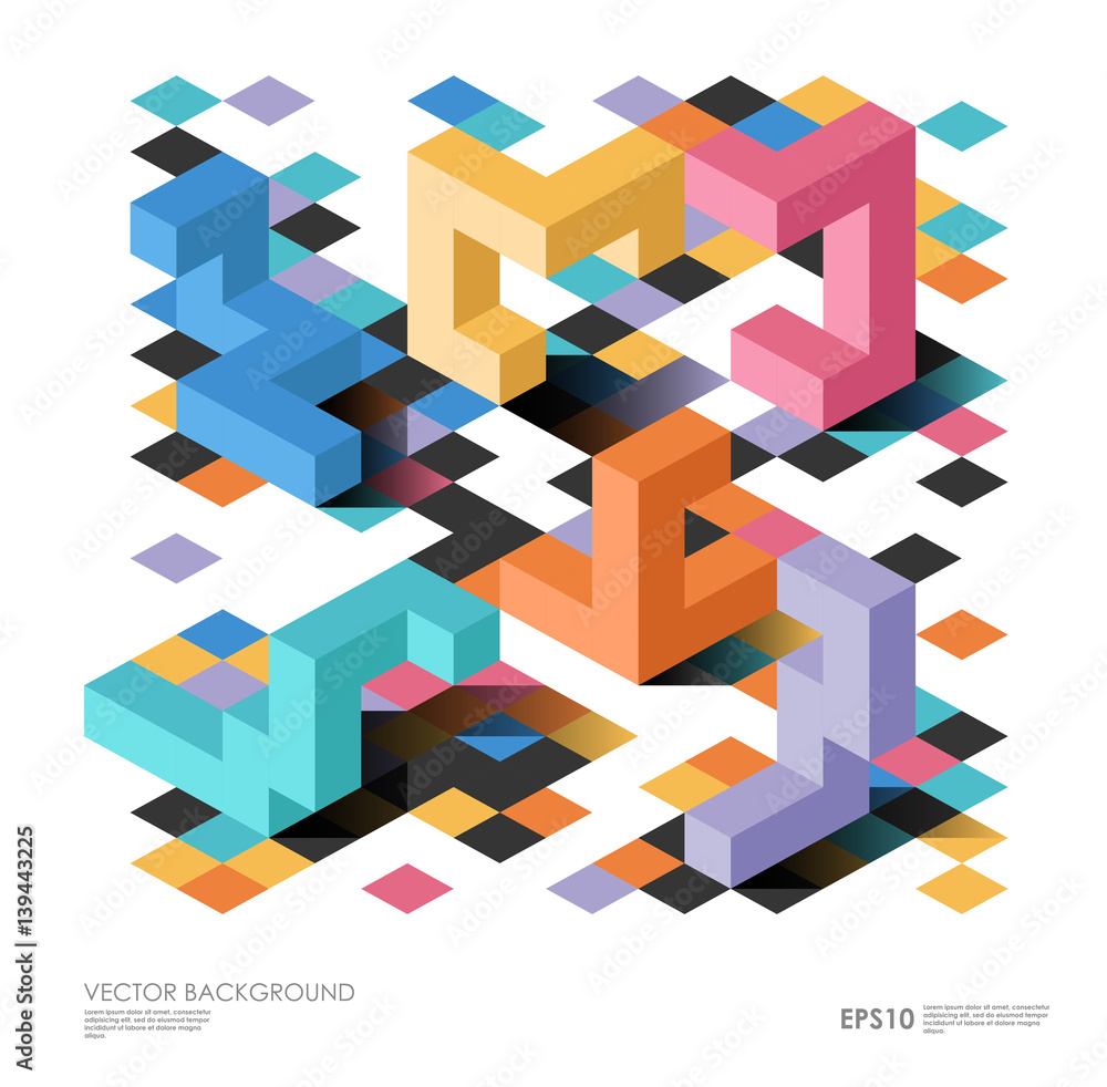Poster isometric abstract background with geometric figures. vector design layout for business presentation