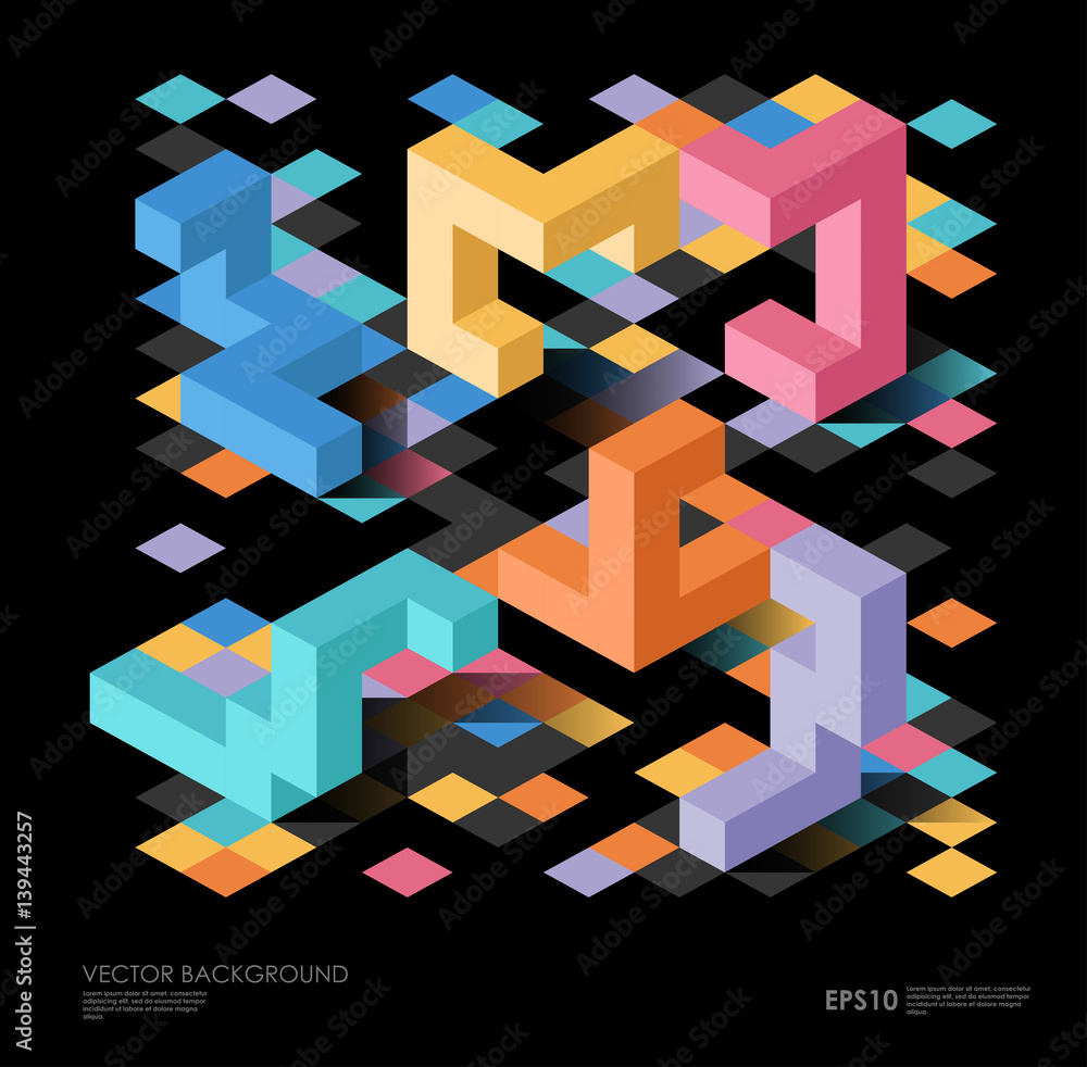 Poster isometric abstract background with geometric figures. vector design layout for business presentation