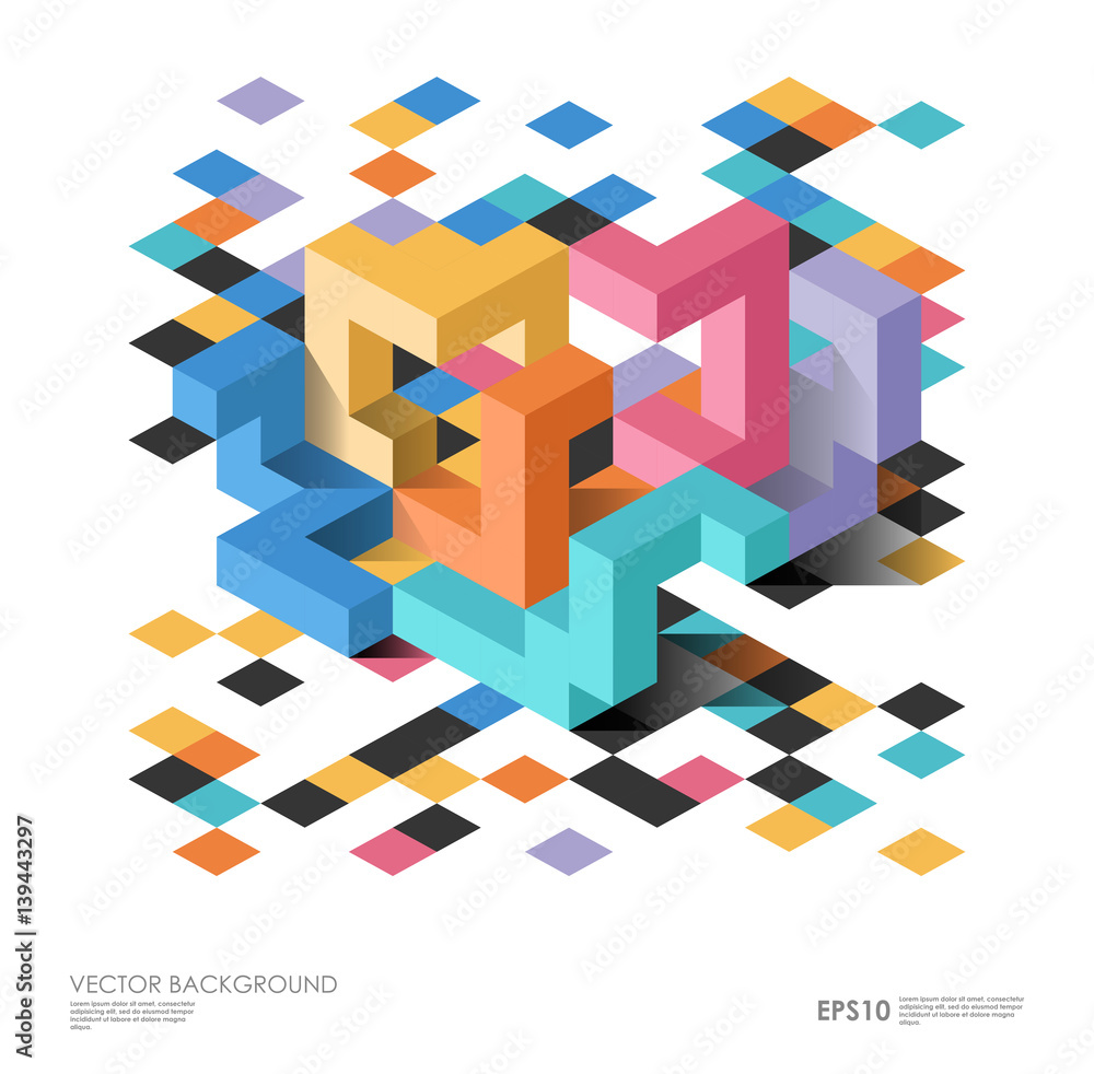 Poster isometric abstract background with geometric figures. vector design layout for business presentation