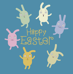 Greeting card with with Easter rabbit. Happy Easter background. Happy Easter design. Rabbit modern design icon.