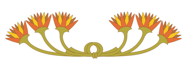 Vector illustration of Egyptian national floral ornament. Lotus flowers tied in a knot.