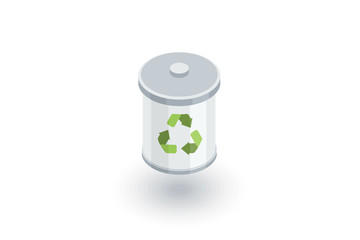 trash recycling isometric flat icon. 3d vector colorful illustration. Pictogram isolated on white background