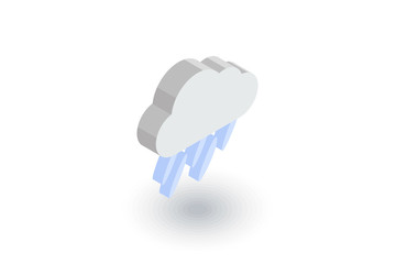 rain cloud, storm weather isometric flat icon. 3d vector colorful illustration. Pictogram isolated on white background