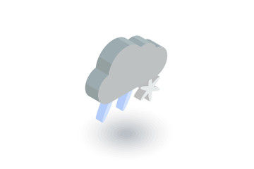 cloud weather, snow and rain isometric flat icon. 3d vector colorful illustration. Pictogram isolated on white background