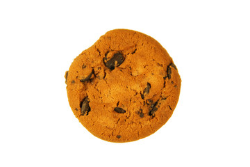 Chocolate chip cookie isolated on white background