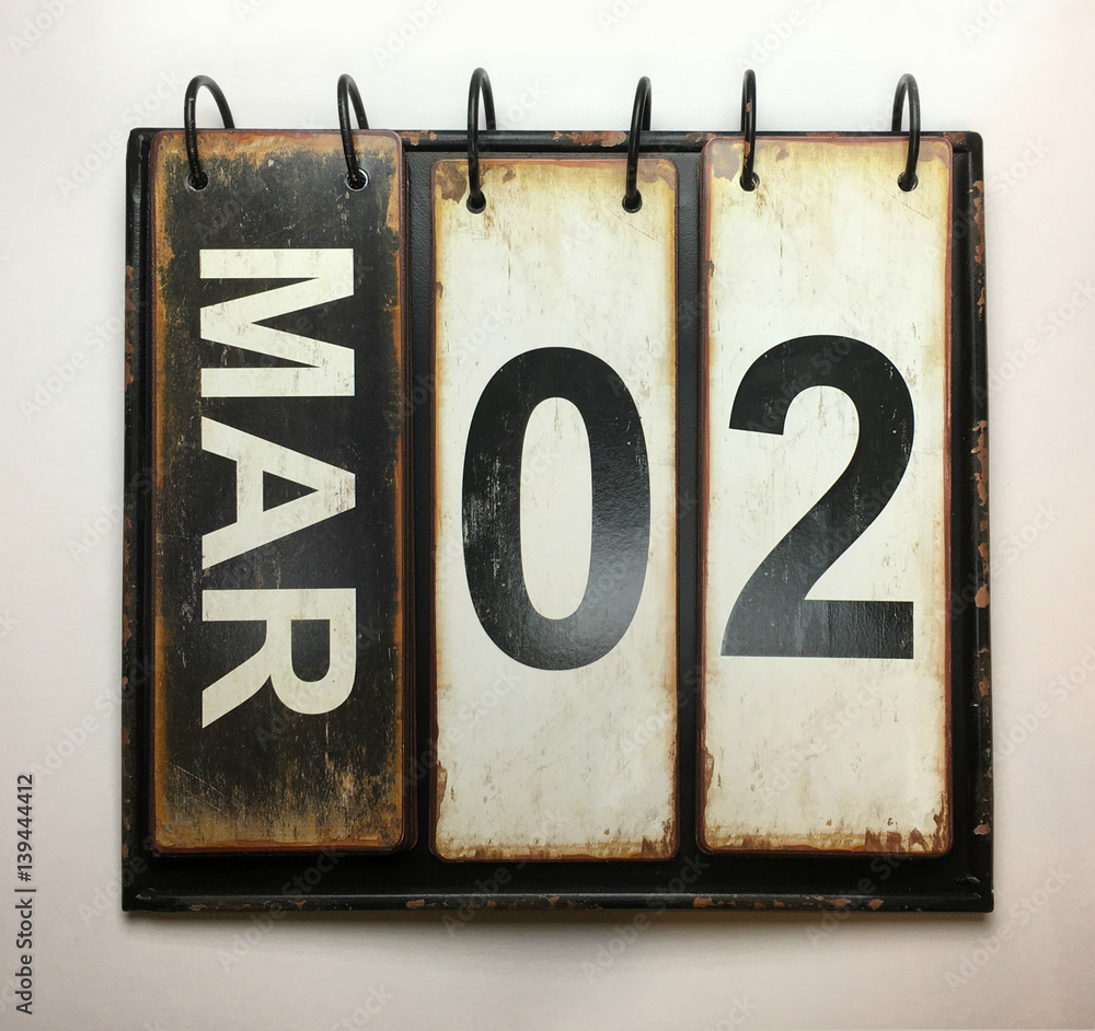 Wall mural march 2 calendar