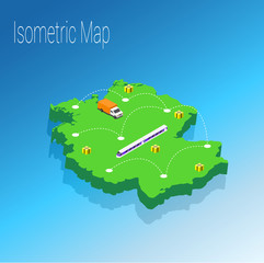 Map Germany isometric concept.