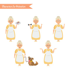 Funny Grandmother housewife cartoon.