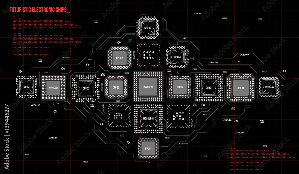 Poster modern background with futuristic user interface. electronic computer hardware technology. motherboa