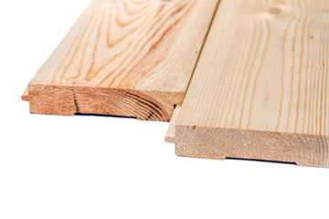 Wooden imitation lumber isolated on white background. Set of wooden board isolated