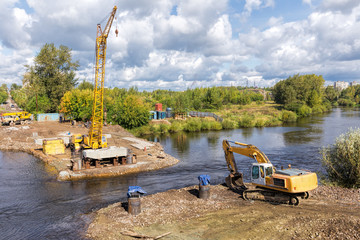 Construction of a bridge across the river