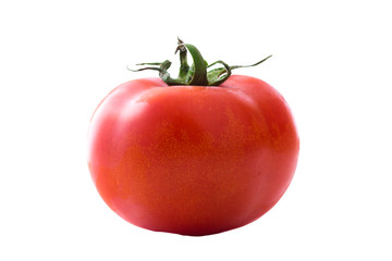 Fresh organic tomato solanum lycopersicum isolated on white background