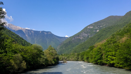 Naklejka na ściany i meble Mountain river in Abkhazia.
